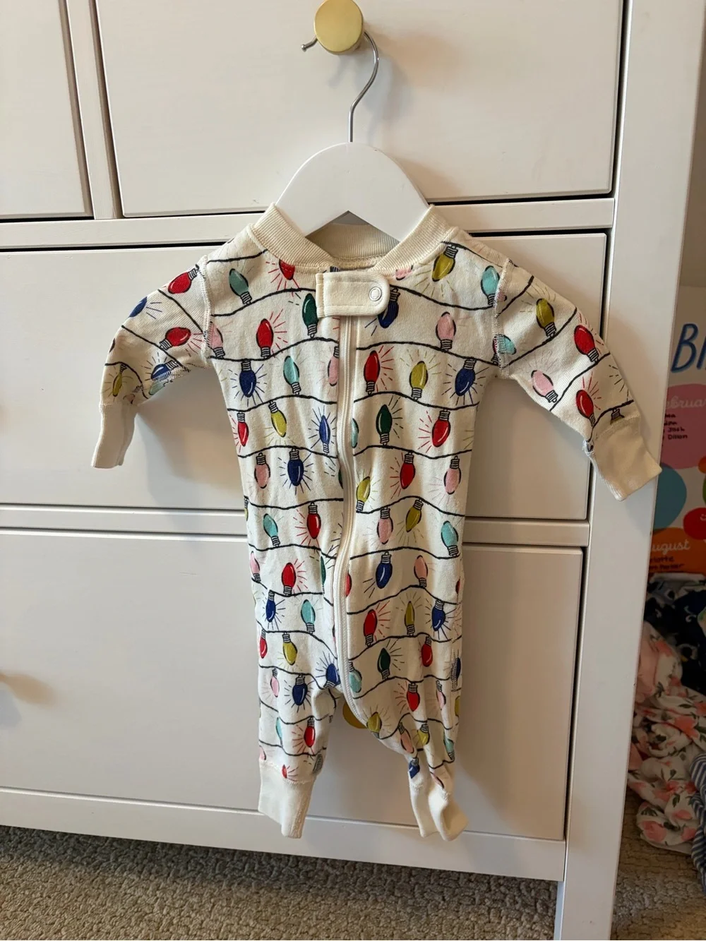 Hanna Andersson Christmas Lights Zip Romper Organic Cotton